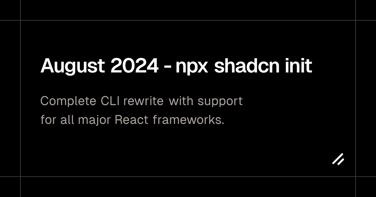 August 2024 - npx shadcn init