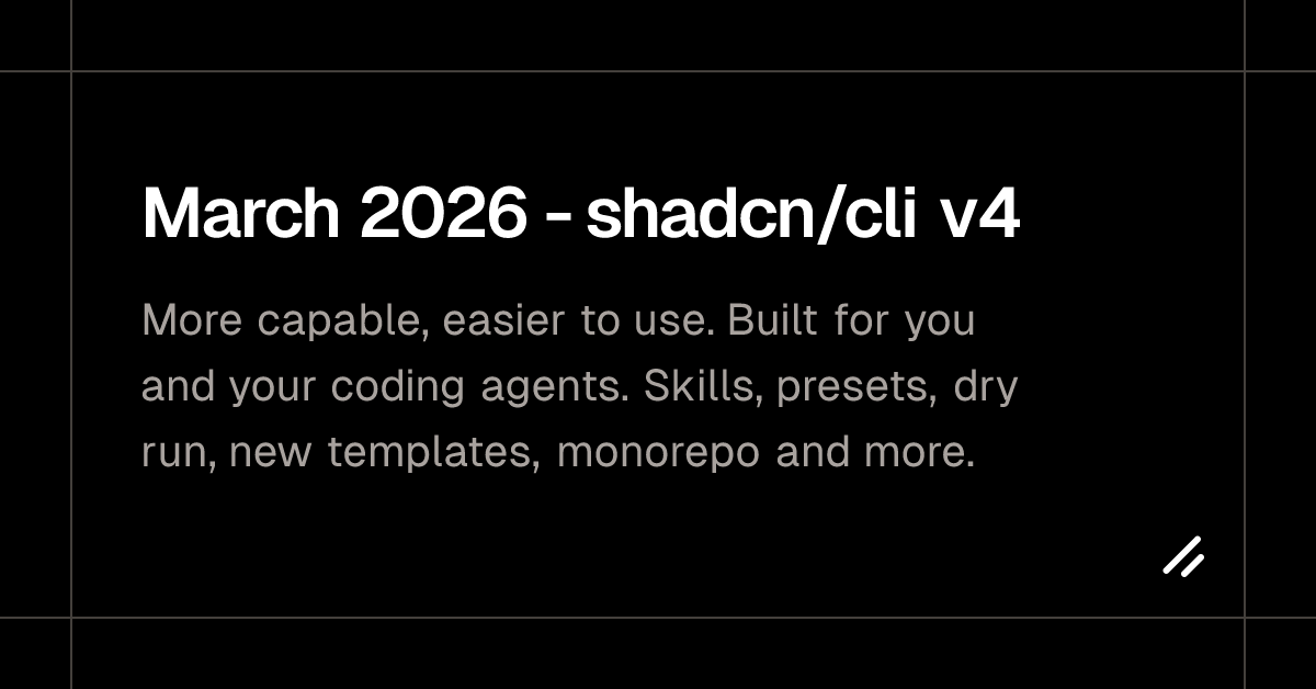 shadcn/cli v4